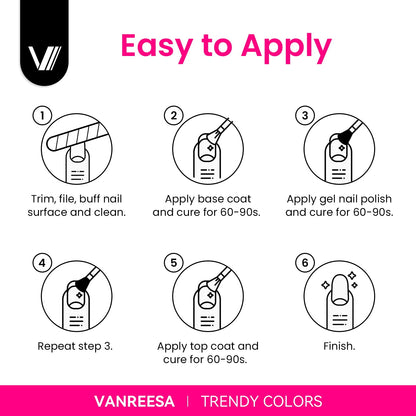 VANREESA Gel Nail Polish Set – 24 Pcs with Base Coat & 4 Top Coats, Bright Colors