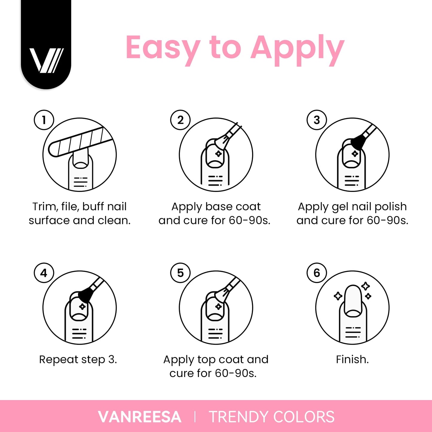 VANREESA 24 Pcs Gel Nail Polish Set – Trendy Spring Colors with Base Coat & 4 Top Coats | DIY Manicure Kit