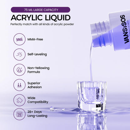 VANSISOS Acrylic Nail Kit: 30g Clear Powder & 75ml Liquid for Beginners – Home DIY Nail Extensions