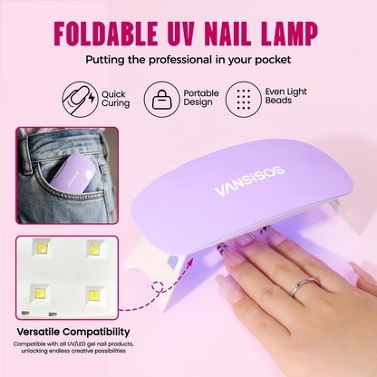 VANSISOS Poly Gel Nail Kit for Beginners - 14 Color Gel Nail Extension Set + UV Lamp