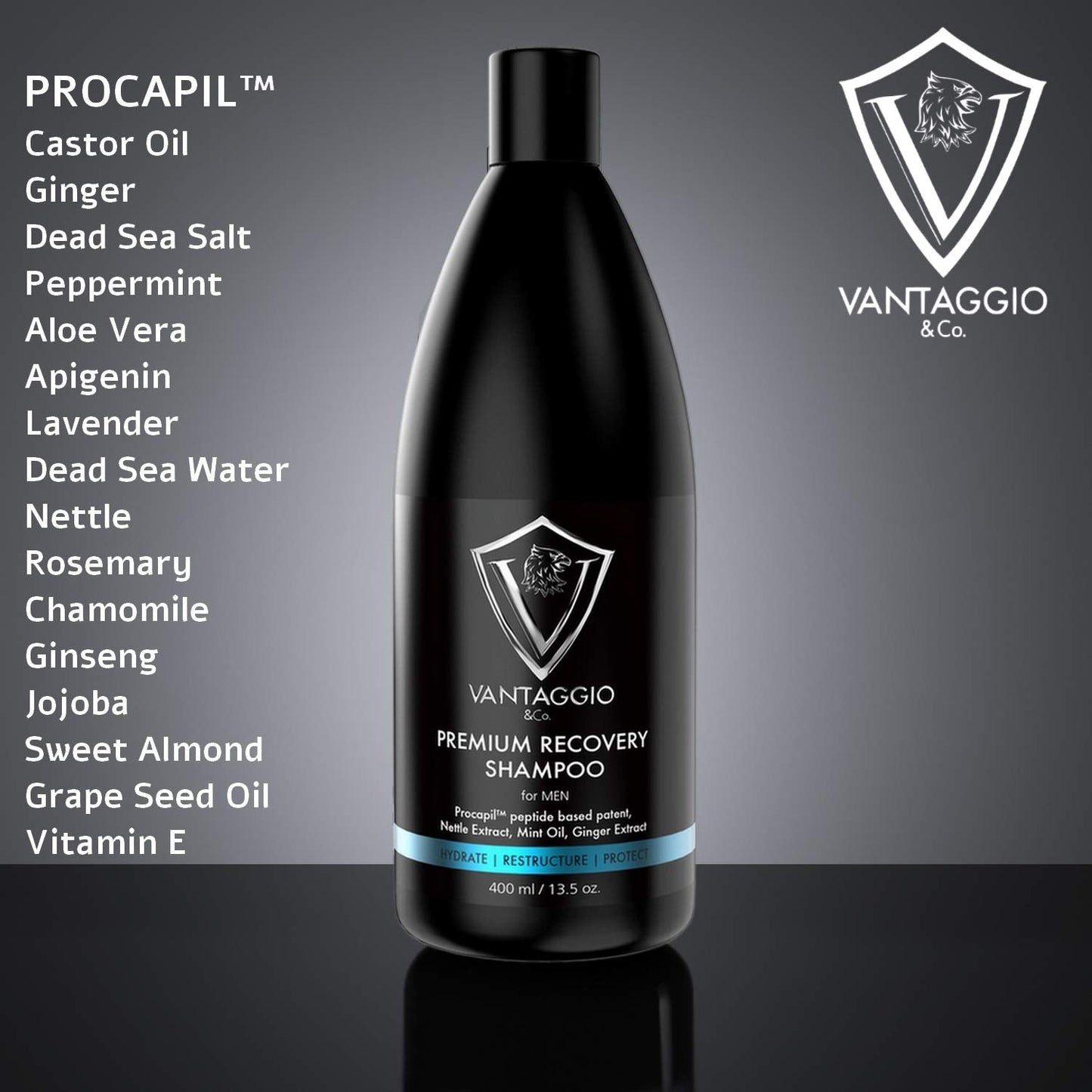 Vantaggio & Co. Hair Loss Shampoo for Men – DHT Blocker, ProCapil, Castor Oil – 13.5 oz