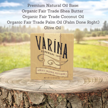 Varina Burnt Orange Patchouli Bar Soap – Gentle Natural Cleanser for Sensitive Skin (3 Pack)