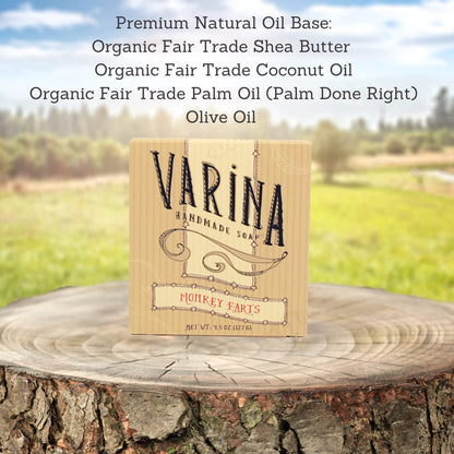 Varina Monkey Farts Bar Soap - Gentle Fruity Cleanser for Sensitive Skin (3-Pack)