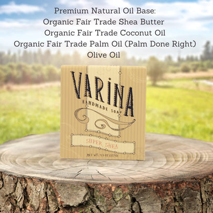 Varina Organic Super Shea Bar Soap – Gentle Cleansing for Sensitive Skin, Unscented – 3 Pack