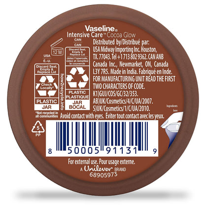 Vaseline Cocoa Glow Body Cream 6-Pack – 48H Moisture, Cocoa Butter & Vitamin E, Travel-Size 2.53 fl oz Each