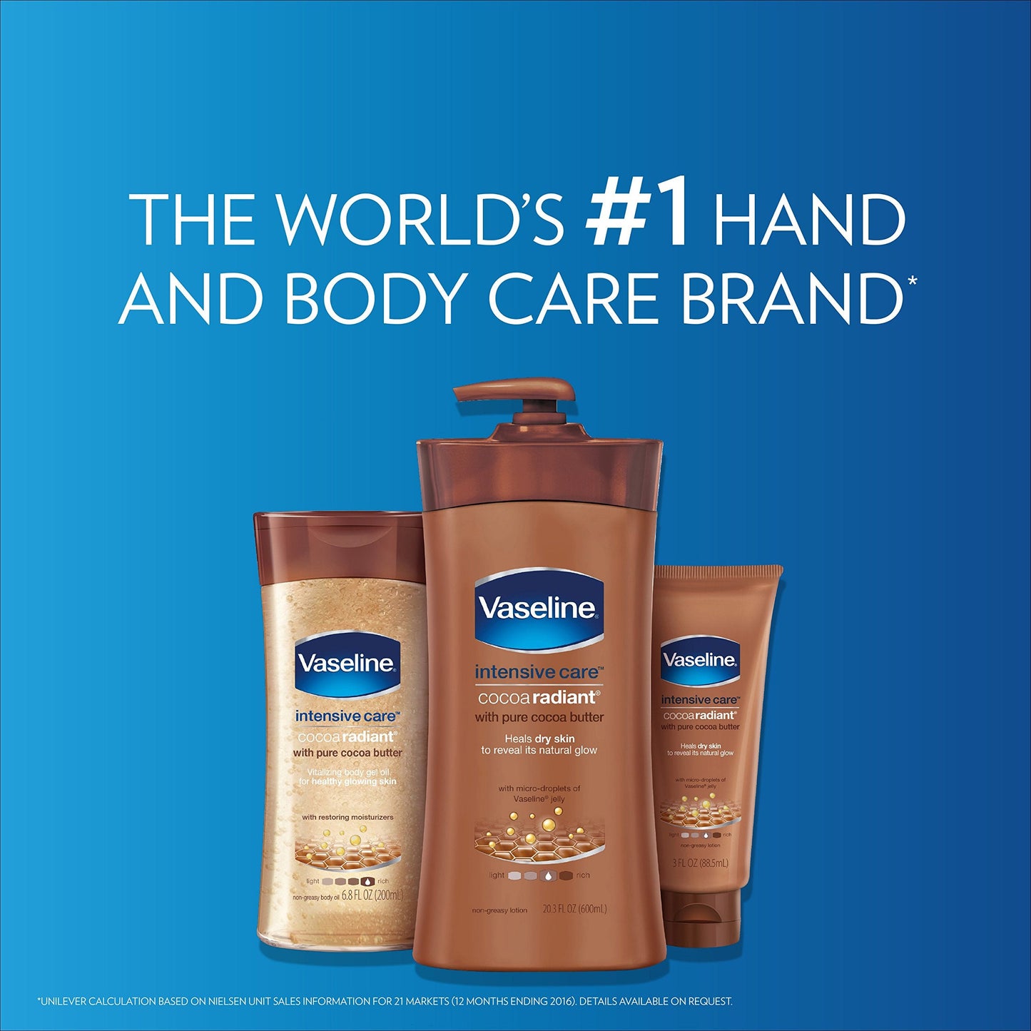 Vaseline Intensive Care Cocoa Radiant Body Lotion, 20.3 oz – Deep Moisturizing, Non-Greasy