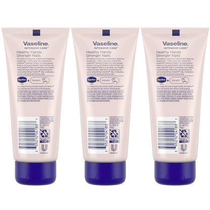 Vaseline Lotion Healthy Hands Stronger Nails with Keratin – 3-Pack, 3.4 oz Each