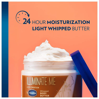 Vaseline Illuminate Me Whipped Body Butter – 11 oz, Pack of 6 for Glowing, Hydrated Skin