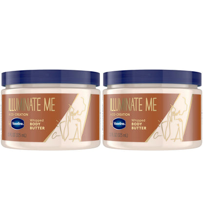 Vaseline Illuminate Me Whipped Body Butter 2-Pack – Lightweight Moisturizer for Luminous Skin