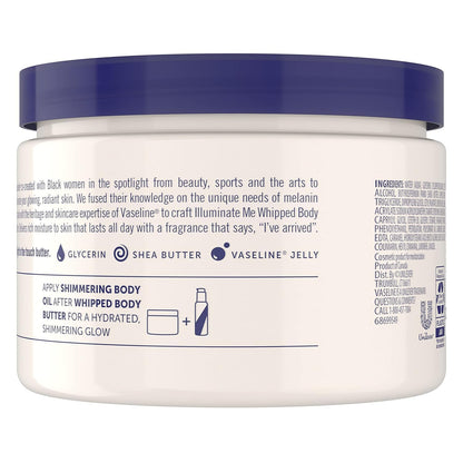 Vaseline Illuminate Me Whipped Body Butter – 11 oz, Pack of 6 for Glowing, Hydrated Skin