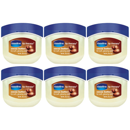 Vaseline Lip Therapy Cocoa Butter 6-Pack – Mini Lip Balms (0.25 oz each)
