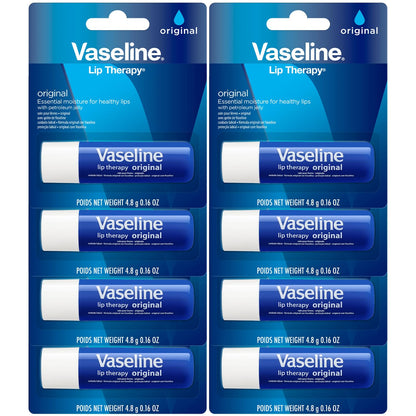 Vaseline Lip Therapy Original 8-Pack – Bulk Lip Balm for Dry Lips