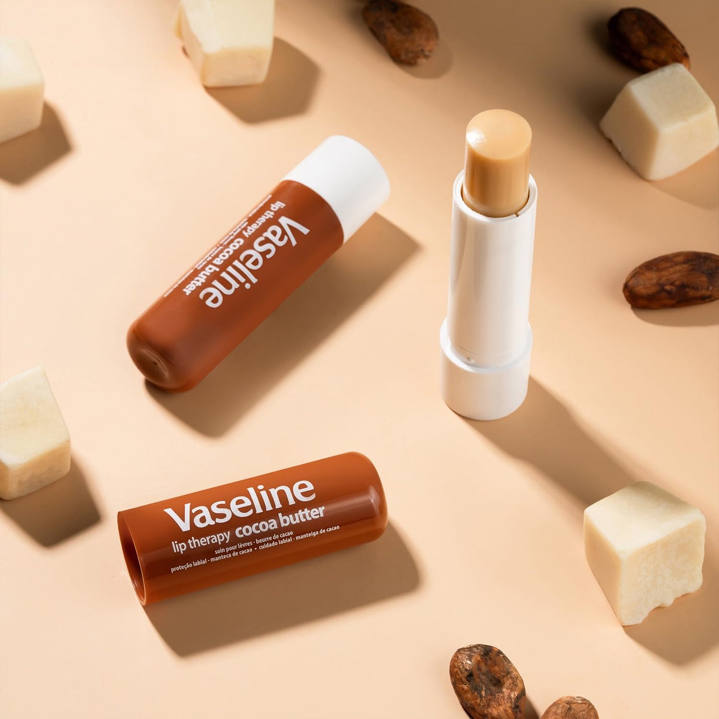 Vaseline Lip Therapy 4-Pack – Cocoa Butter & Aloe Vera Lip Balm with Vitamin E