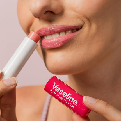 Vaseline Lip Therapy Variety 4-Pack – Cocoa Butter & Rosy Lips Balms with Vitamin E | 0.16 oz Each