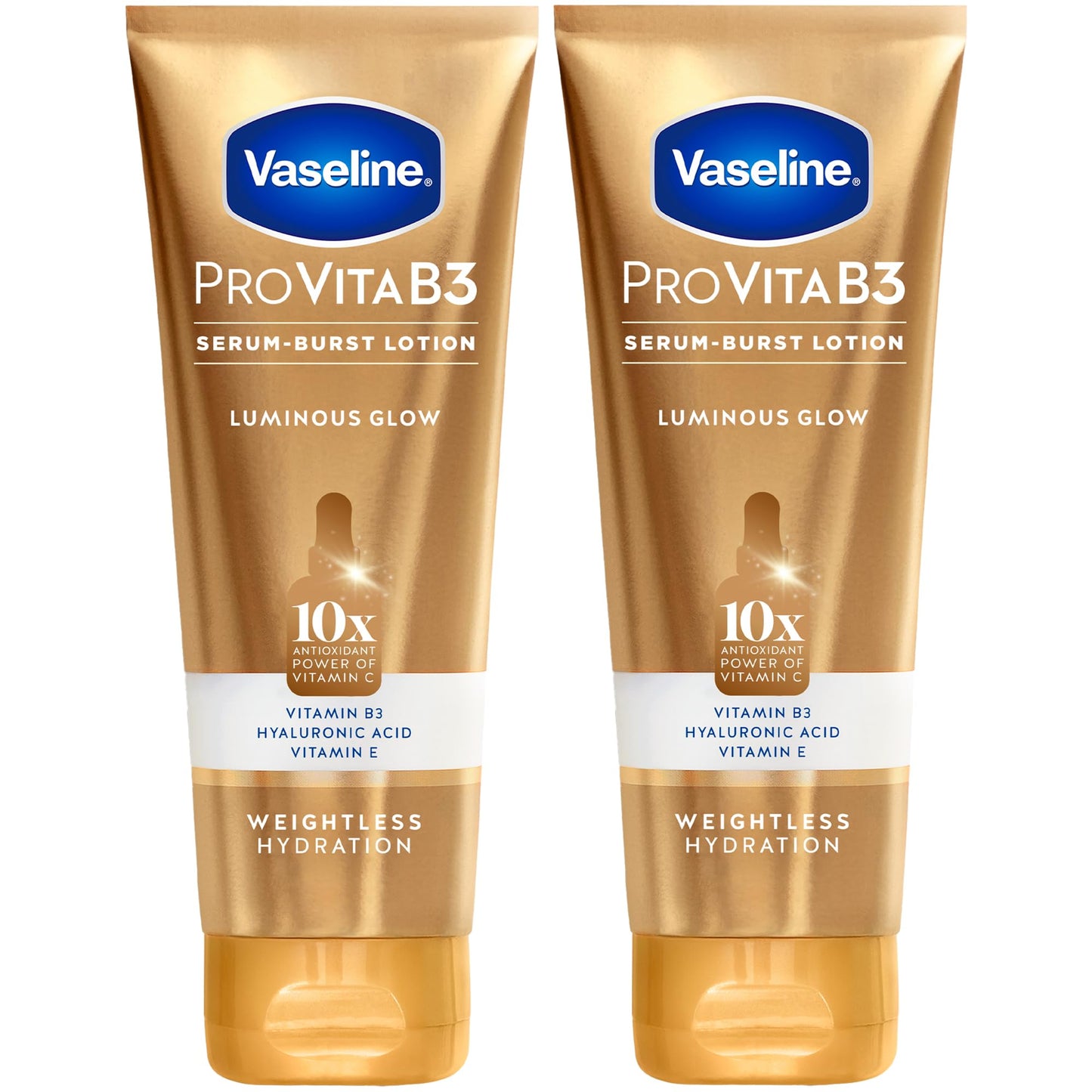 Vaseline Luminous Glow Pro VitaB3 Serum Burst Lotion – Weightless Hydration with Niacinamide, Hyaluronic Acid & Vitamin E (2-Pack)