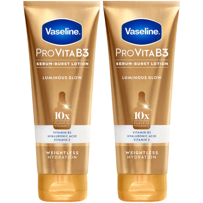 Vaseline Luminous Glow Pro VitaB3 Serum Burst Lotion – Weightless Hydration with Niacinamide, Hyaluronic Acid & Vitamin E (2-Pack)