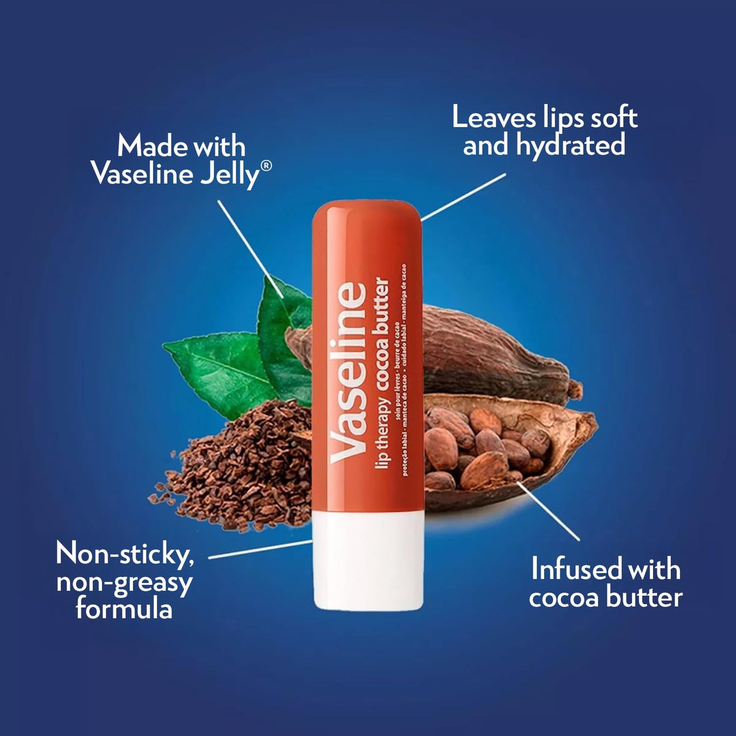 Vaseline Lip Therapy Cocoa Butter Lip Balm – 6 Pack, 0.16 oz Each