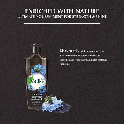 Vatika Naturals Dabur Enriched Black Seed Hair Oil – Strengthening & Shine-Enhancing Serum, 300 ml