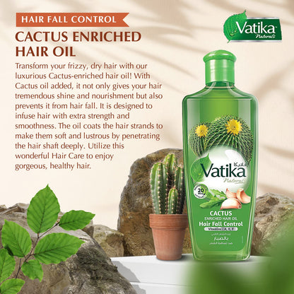 Vatika Naturals Cactus Enriched Hair Oil – Strengthen Roots, Reduce Breakage, 300ml