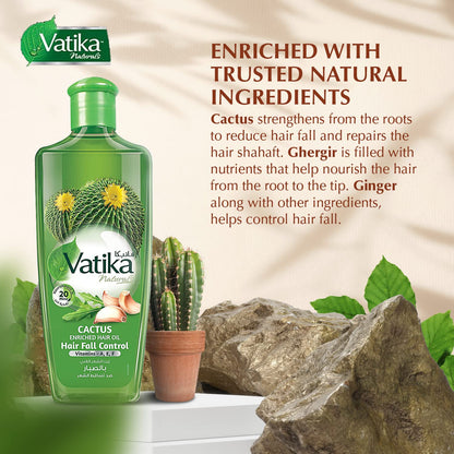 Vatika Naturals Cactus Enriched Hair Oil – Strengthen Roots, Reduce Breakage, 300ml