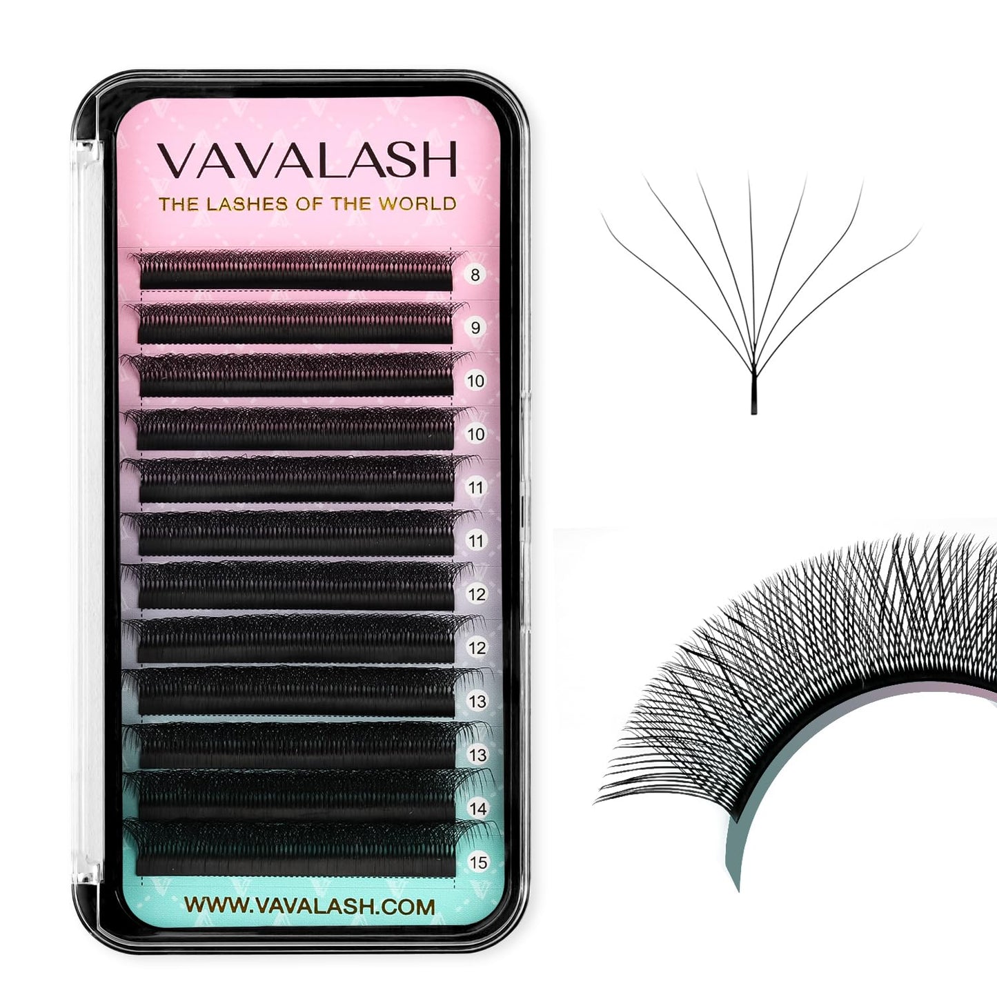 VAVALASH 7D W Shape Eyelash Extensions – Premade Fans 0.07 C Curl 8-15mm