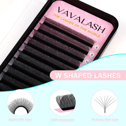 VAVALASH 8D W Shape Premade Fans 0.07 D Curl Matte Black Volume Lashes (W-Shape 8D)