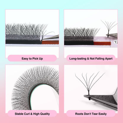 VAVALASH 6D W Shape Eyelash Extensions – Premade Fans 0.07 C Curl 11mm