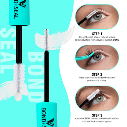 VAVALASH 3-in-1 Clear Lash Bond & Seal Glue for DIY Lashes – Waterproof, 6-7 Day Hold + Remover (White)