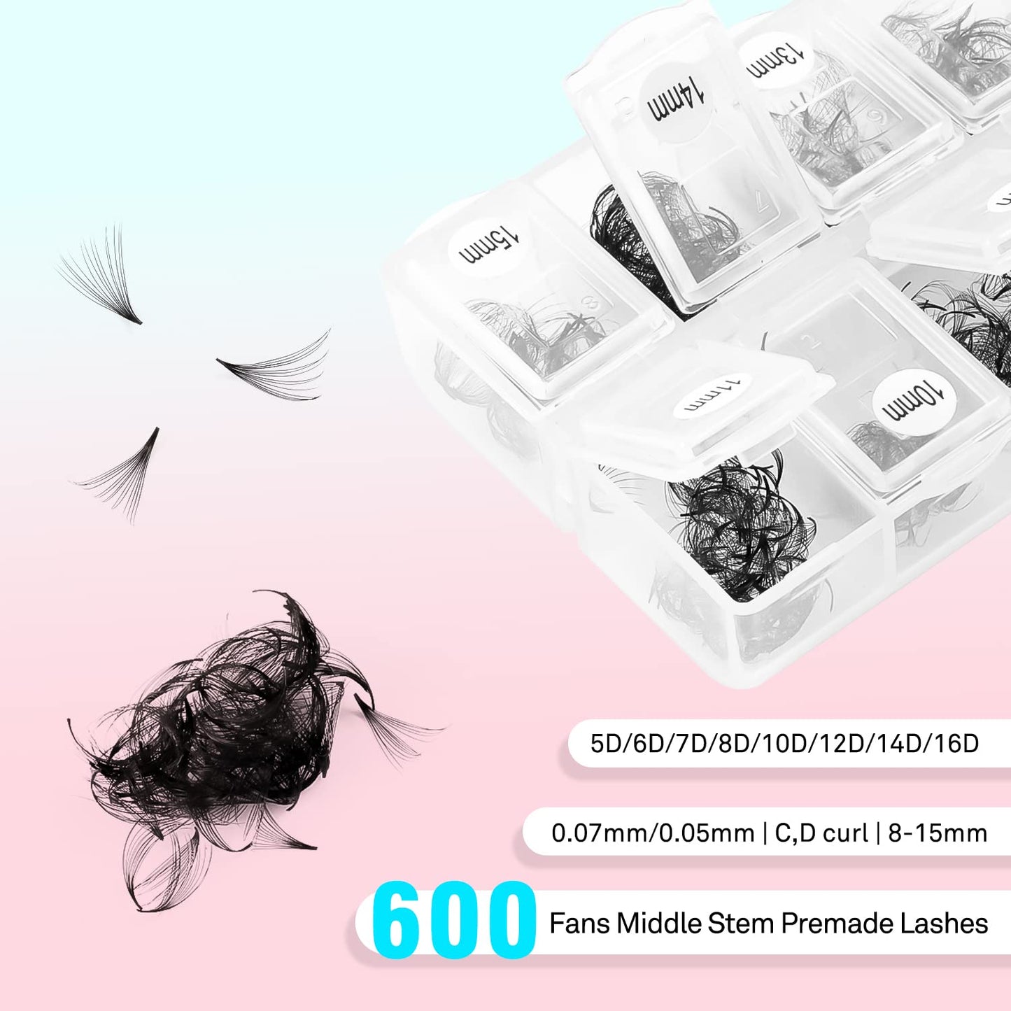 VAVALASH 600 Premade Lash Fans – 5D-24D Promade Loose Fans Thin Base