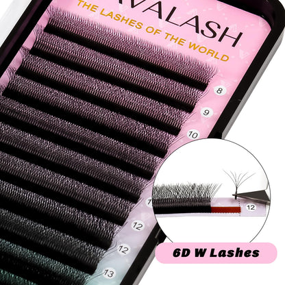 VAVALASH 6D W Shape Premade Fans 0.07D Curl – Easy Fanning Matte Black Lash Extensions