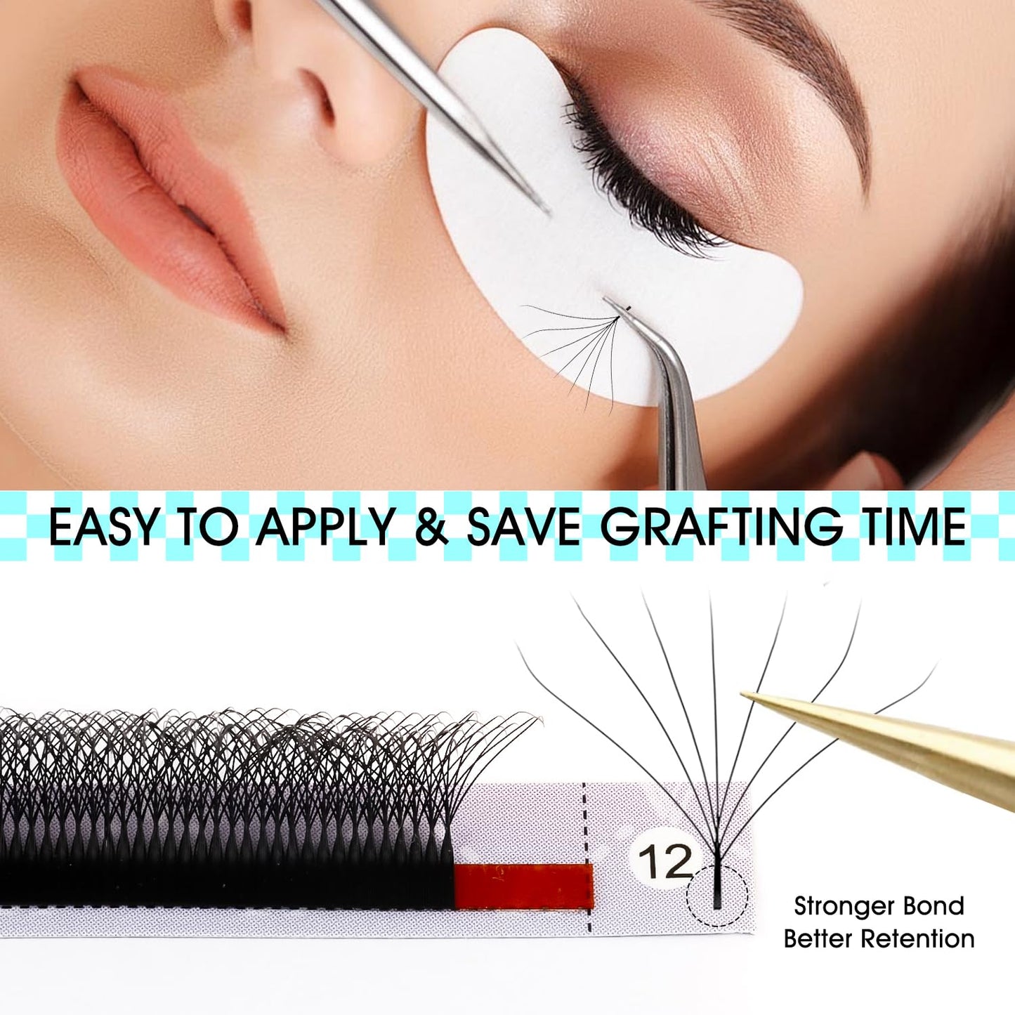 VAVALASH 7D W Shape Eyelash Extensions – Premade Fans, 0.07 D Curl, Matte Black