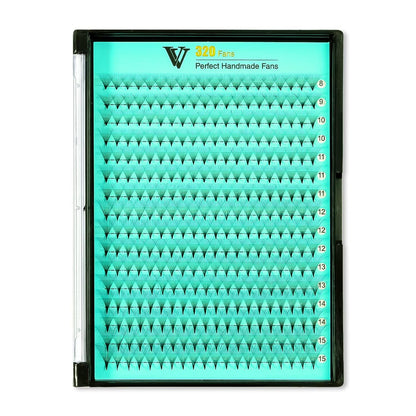 VAVALASH Premade Fans Eyelash Extensions — 320 Fans Tray (16D-0.03-C, Middle Stem, Heat Bonded)