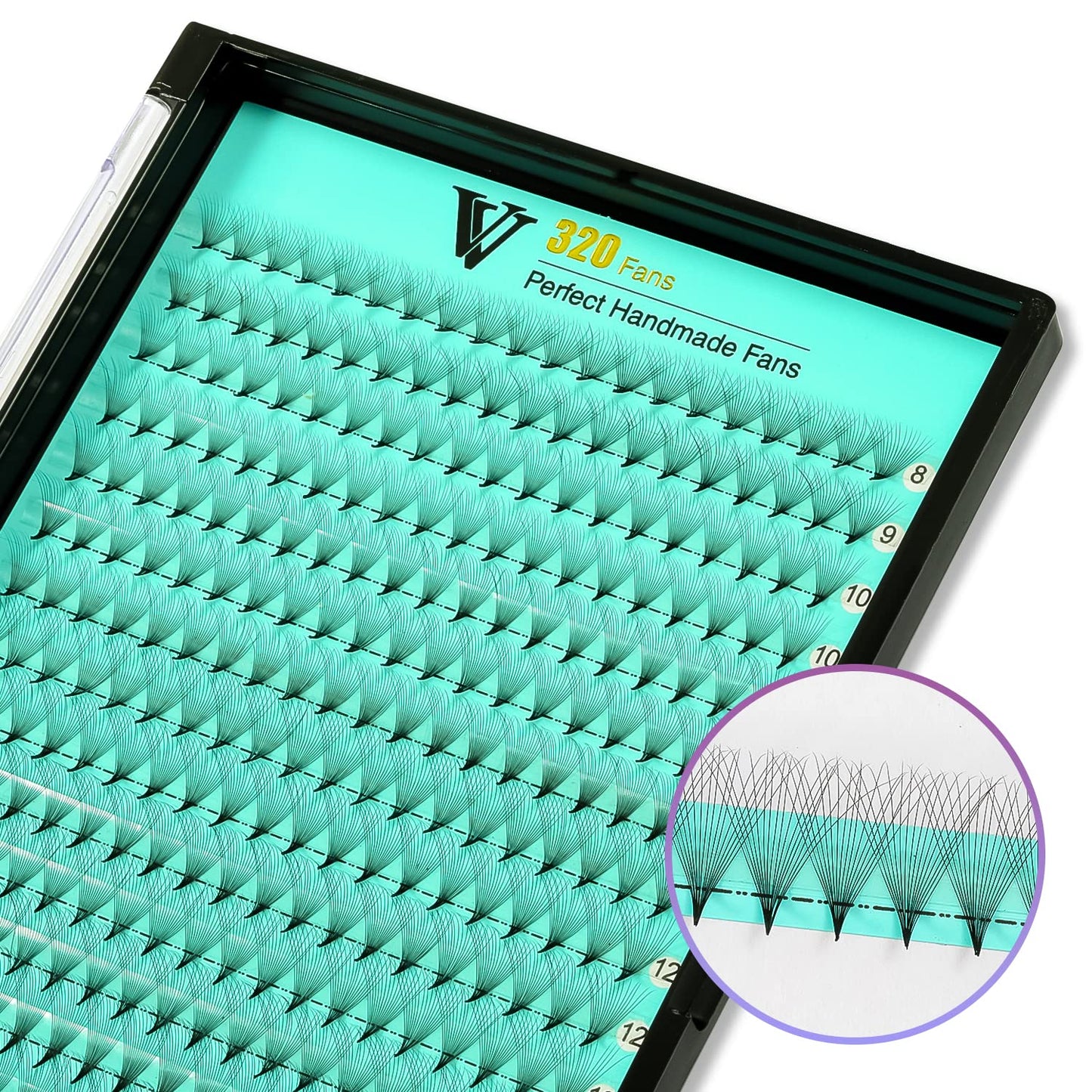 VAVALASH Premade Fans Eyelash Extensions — 320 Fans Tray (16D-0.03-C, Middle Stem, Heat Bonded)