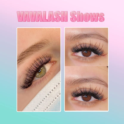 VAVALASH Premade Fans Eyelash Extensions — 320 Fans Tray (16D-0.03-C, Middle Stem, Heat Bonded)