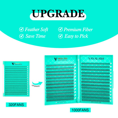 VAVALASH Premade Fans Eyelash Extensions - 6D-16D, 0.05/0.07, C/D Curl, 8-15mm