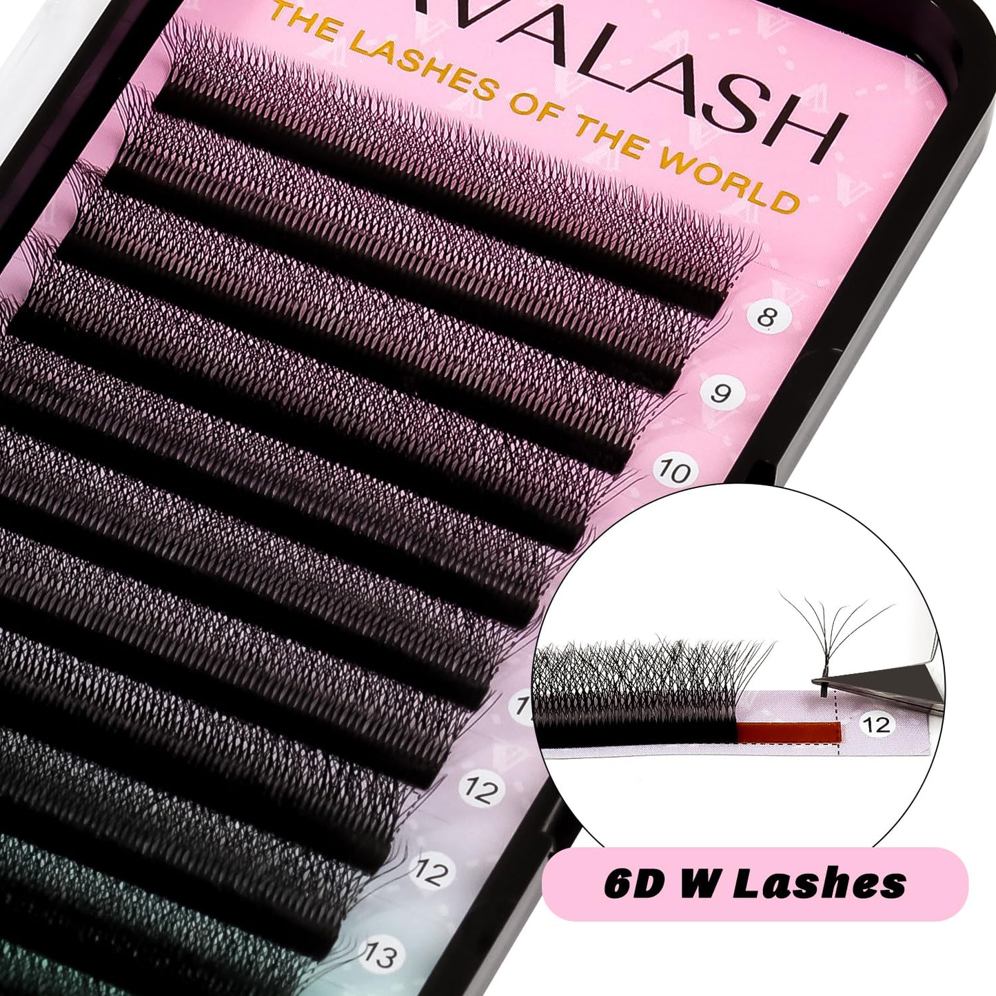 VAVALASH 6D W Shape Premade Fans - 0.07 D Curl Matte Black Lash Extensions (9mm)
