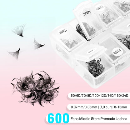 VAVALASH 600 Fans Premade Lash Extensions – 5D-24D Promade Loose Fans