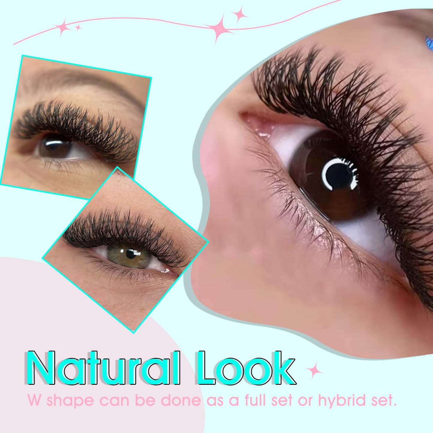 VAVALASH 8D W Shape Premade Fans 0.07 C Curl – Easy Fanning Volume Lash Extensions (W Shaped-8D-0.07-C-8-15mm)