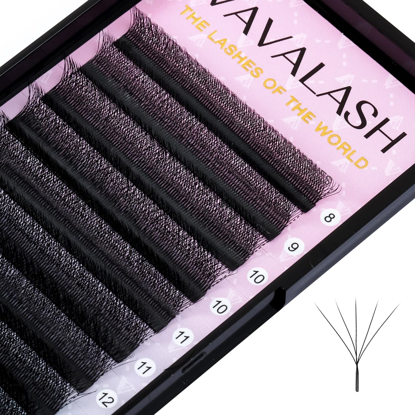VAVALASH W-Shaped 5D Premade Fans 0.07 C Curl | Easy Fanning Matte Black Volume Lashes