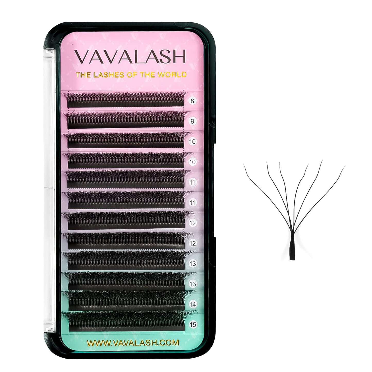 VAVALASH 6D W Shape Premade Fans 0.07D Curl – Easy Fanning Matte Black Lash Extensions