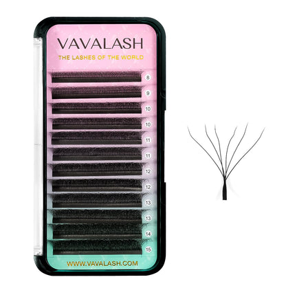 VAVALASH 6D W Shape Premade Fans 0.07D Curl – Easy Fanning Matte Black Lash Extensions