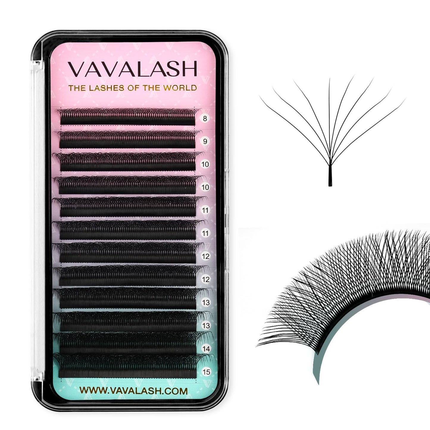VAVALASH 8D W Shape Premade Fans 0.07 D Curl Matte Black Volume Lashes (W-Shape 8D)
