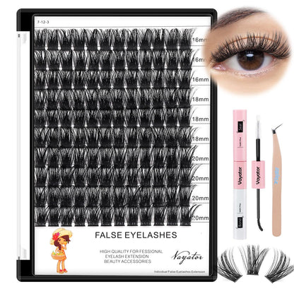 Vayator Lashes Mixed Kit – 8–20mm DD Curl & D Curl False Lashes with Lash Bond & Seal