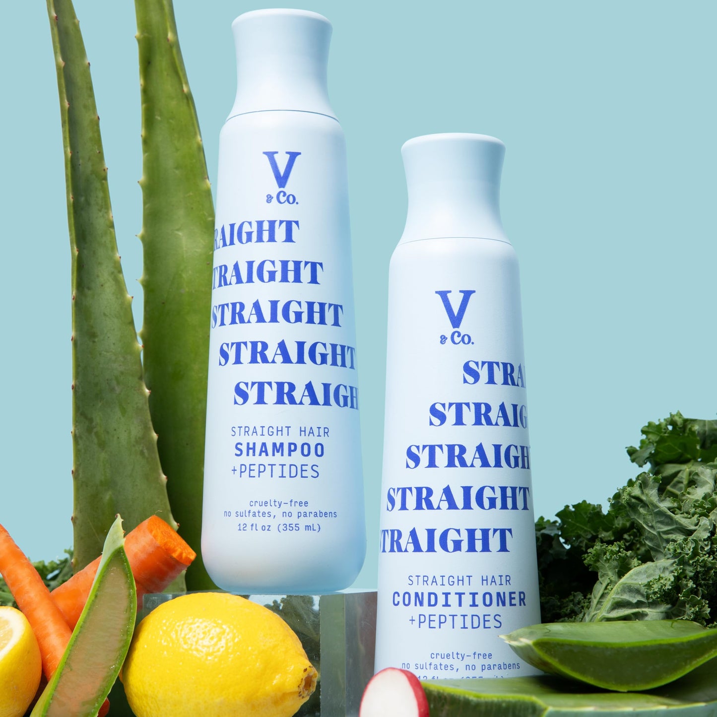 V&Co. Straight Hair Moisturizing Shampoo with Peptide Technology, 12 oz