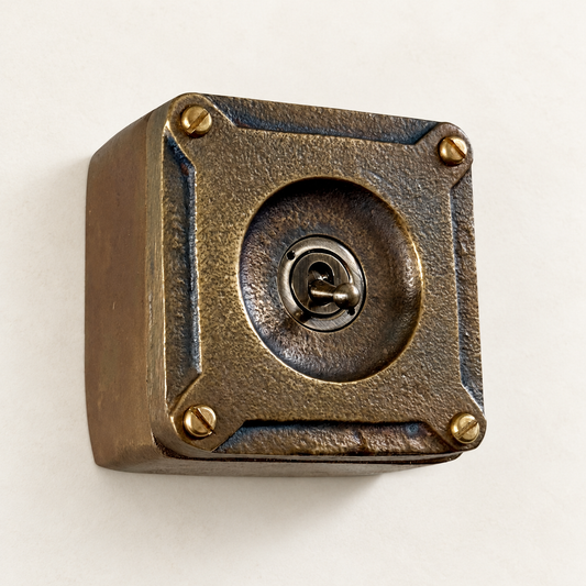 Single Gang Antique Brass Toggle Light Switch Recessed, 2 Way