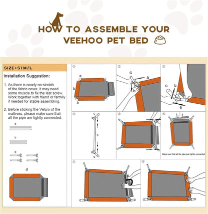 Veehoo Outdoor Elevated Dog Bed Large 42x30 – Breathable Telsin, Anti-Slip