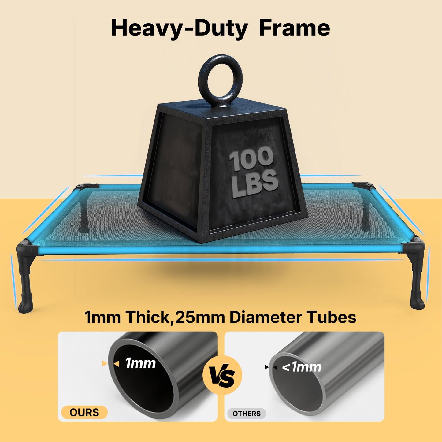 Veehoo Outdoor Elevated Dog Bed Large 42x30 – Breathable Telsin, Anti-Slip
