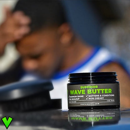 Veeta Superior Wave Grease - Maximum Shine, Non-Greasy Shea & Tangerine Wave Conditioner for Men (4 oz)