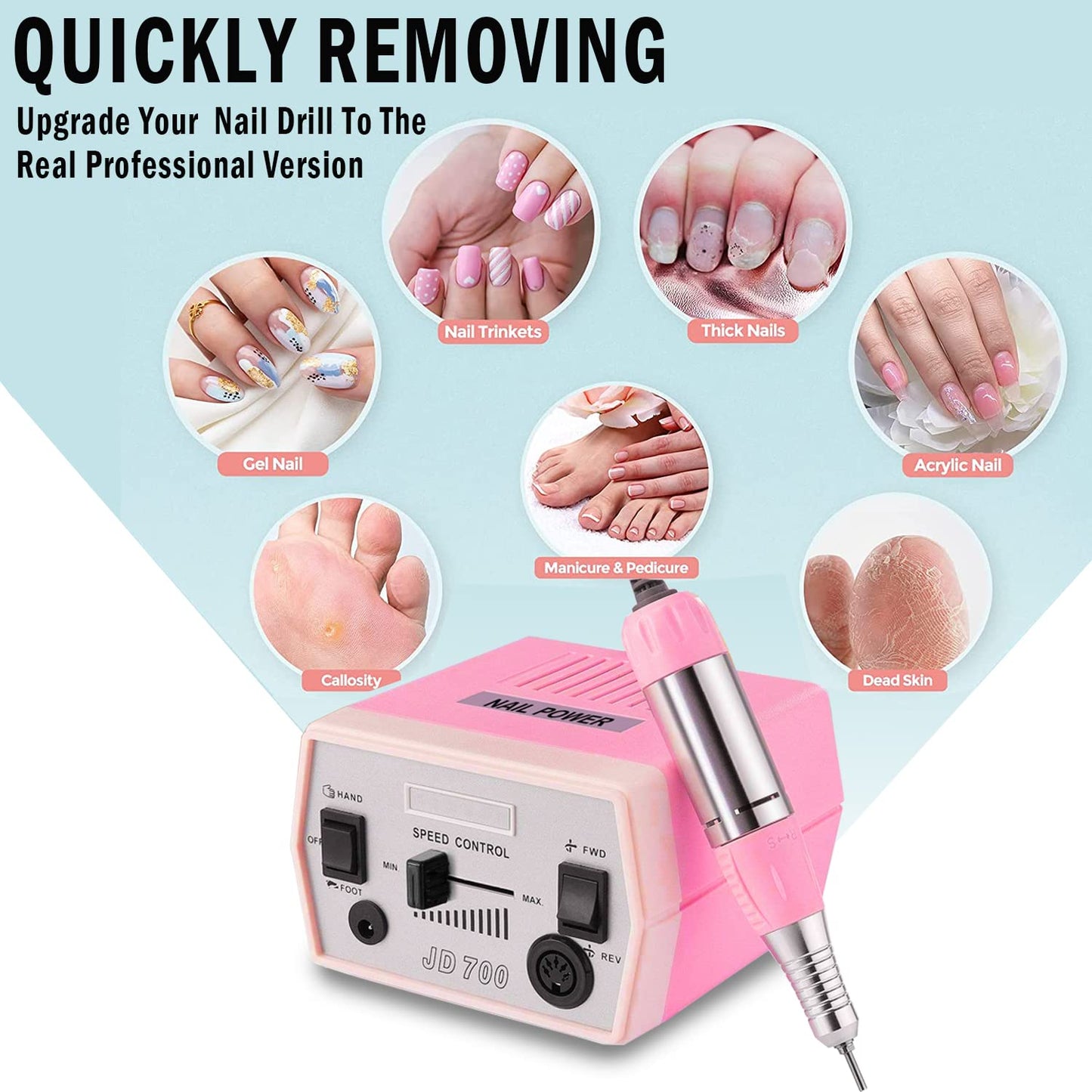 Véfaîî JD700 Nail Drill – Upgraded 30,000 RPM Electric Nail File for Acrylics