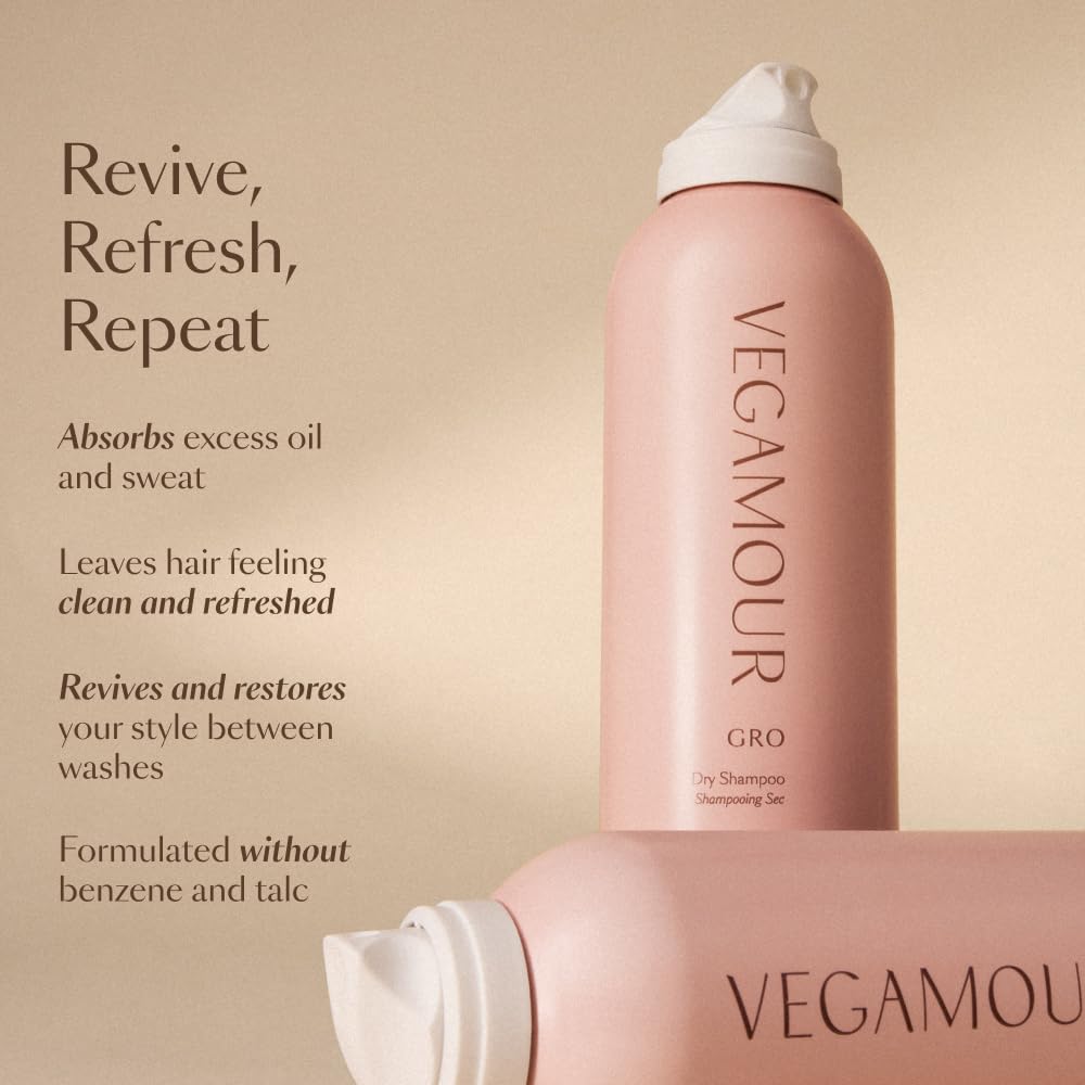 VEGAMOUR GRO Dry Shampoo Travel Size – Volumizing, Benzene-Free, Bergamot Scent | 1.8 oz